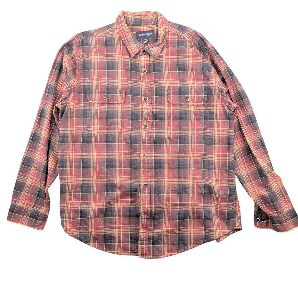 St John's Bay Plaid Flannel Button Up Shirt Long Sleeve Cotton Men's XL